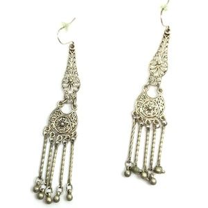 Bohemian drop silver plated earrings